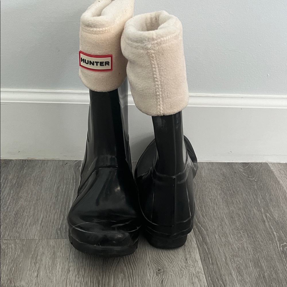 Hunter Black Boots with Soft Cream Tops
